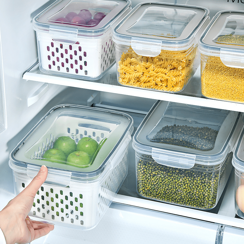 Freezer Food Storage Box,Dual Layers Drain Basket Containers with  Lids,Reusable Freezer Containers for Food Storage - Prep, Store,  Freeze,Safe BPA