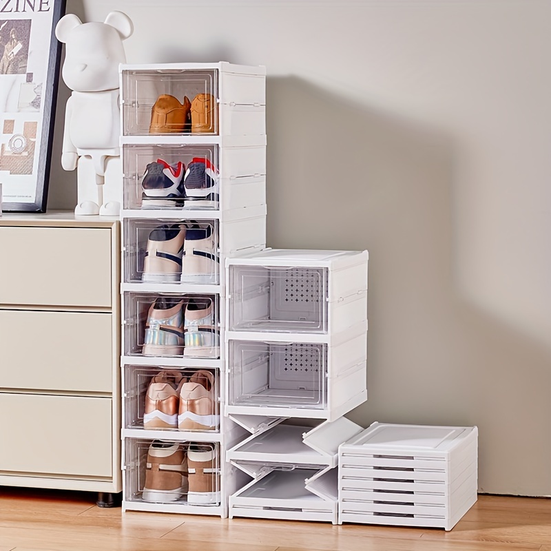 8-Tier 2-Row Shoe Storage Box Shoes Cabinet Case Stackable