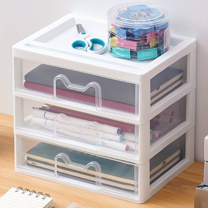 Portable Pull-out Desktop Storage Drawer With Handle, Plastic Storage Box,  Stackable Desk Drawer Organizer - Temu