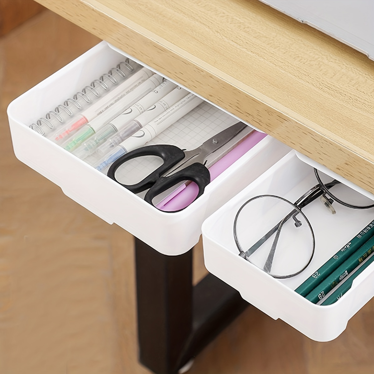 Under Desk Drawer Self Adhesive Punch Free Slide Out Stationery Pen Table Storage  Organizer Removable Bedroom Box - AliExpress