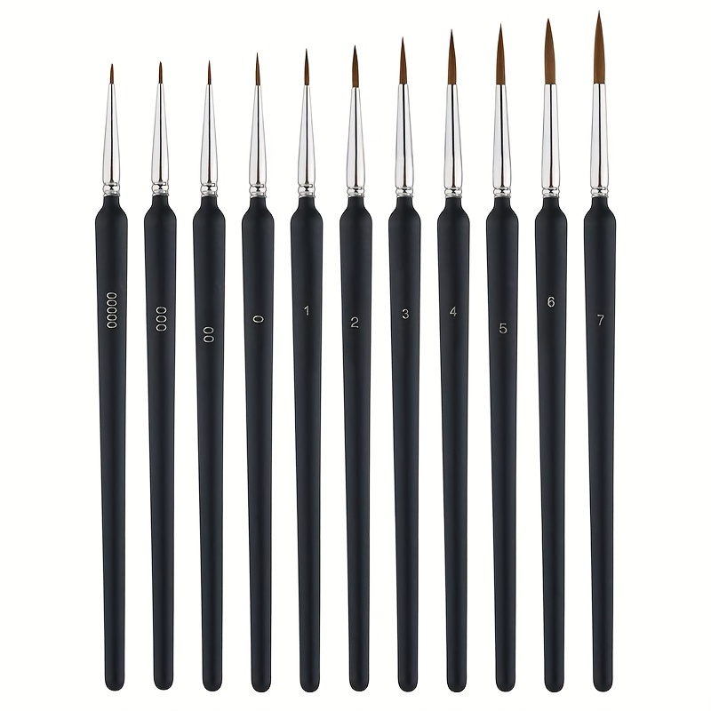 MEEDEN Miniature Detail Paint Brushes, 2/0 3/0 0 Small Fine Tip Paintbrush  Set for Acrylic Watercolor Painting, Model Paint Brush for Craft, Nail