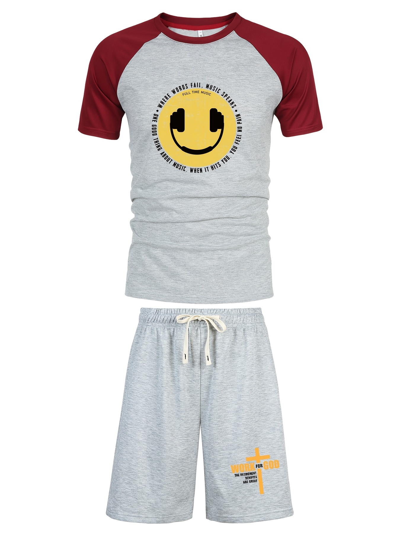 Casual Two-piece Set, Men's Creative Letter V Print T-shirt & Drawstring  Shorts Matching Set For Summer - Temu