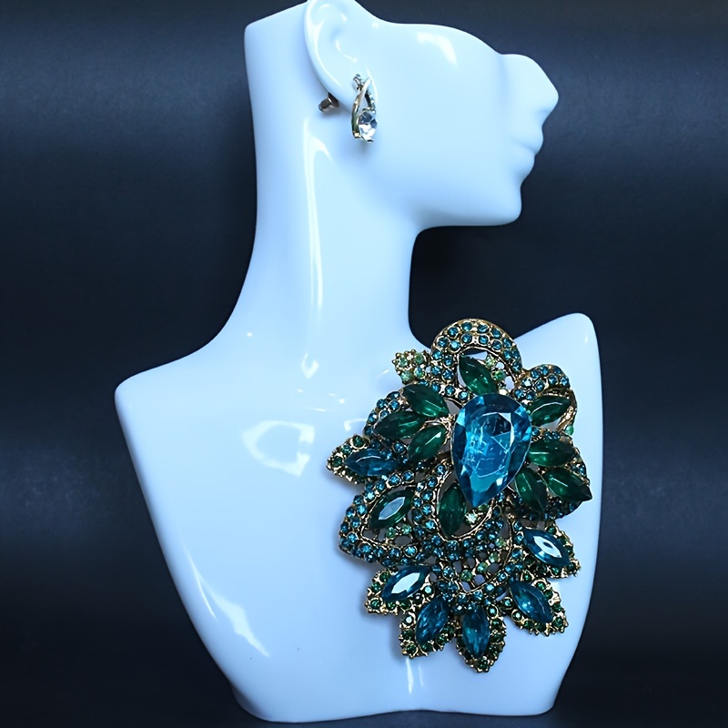 Temu Rhinestone Enamel Sea Conch Brooch Peacock Blue Zinc Alloy Badge Brooch Collar Jackets Dress Suit Hats Scarves Pants Brooches Pins Fashion Jewelry