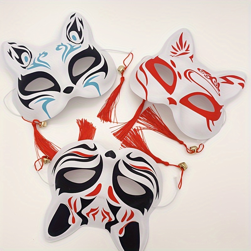 2Pcs Therian Mask Halloween Mask Fox Mask Wolf Mask Cat Mask Japanese Mask  Blank Mask Masquerade Mask Cosplay Mask for Party Supplies