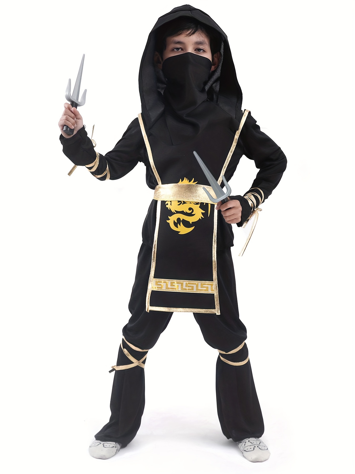 Adult Japan Samurai Black Gold Ninja Costume Cosplay for Men