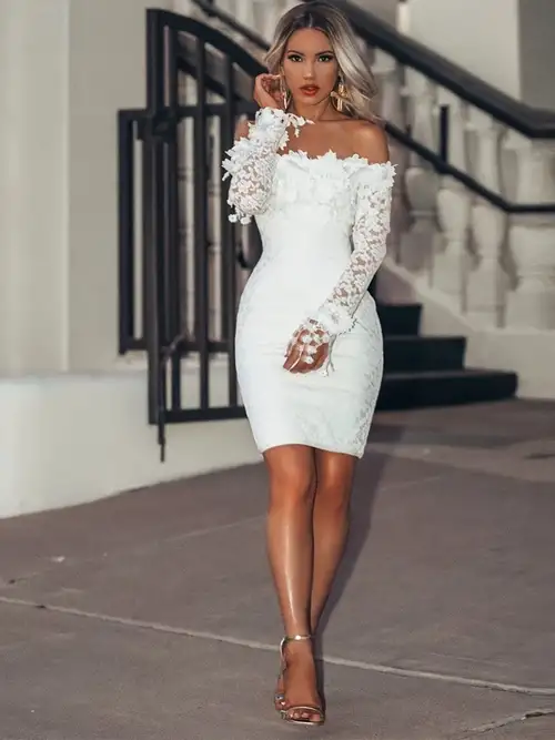 short white lace dress