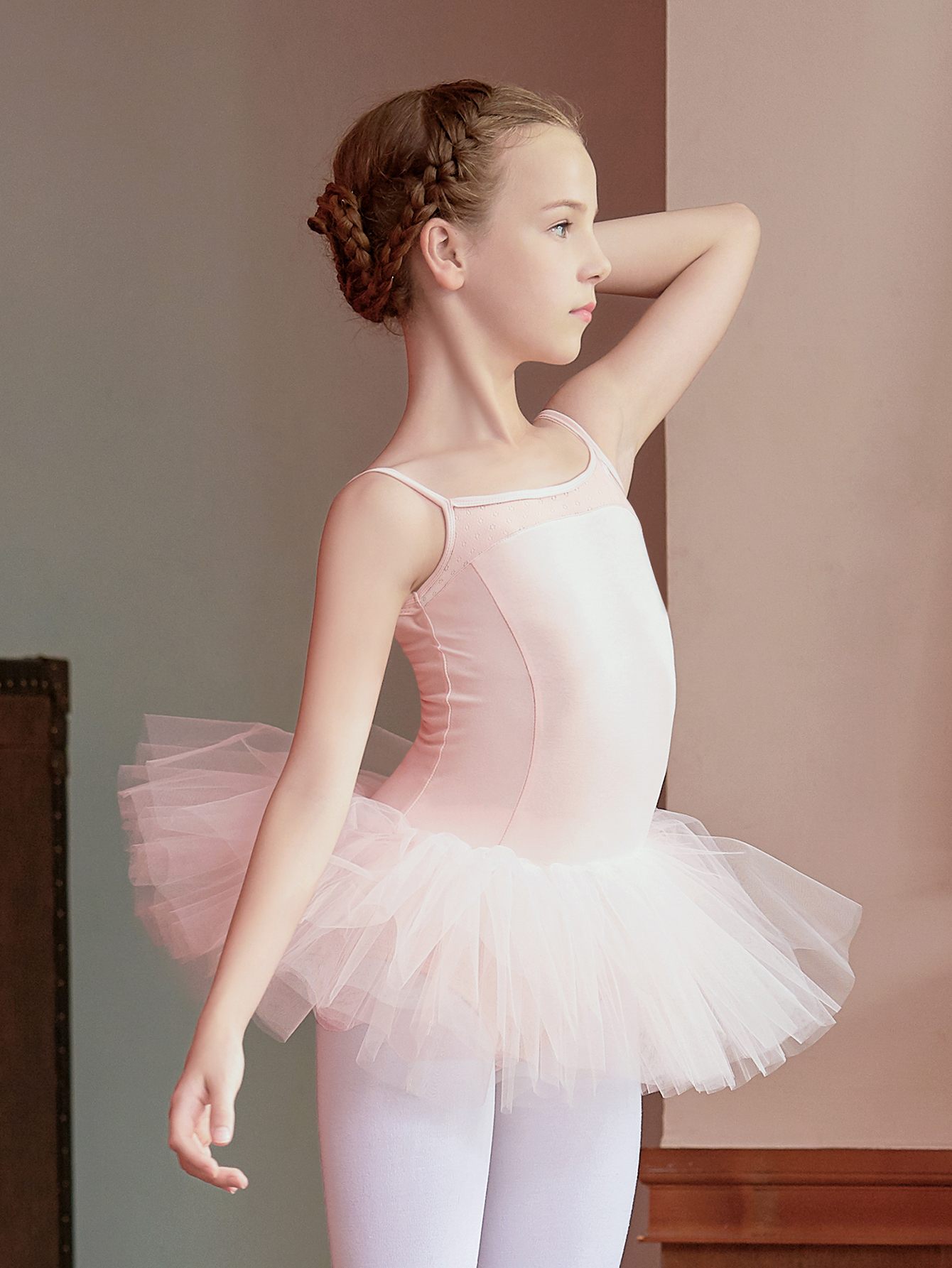 Vestido de Ballet para niñas Traje de Maillot de Danza gimnástico de Manga  Corta con Falda de tutú