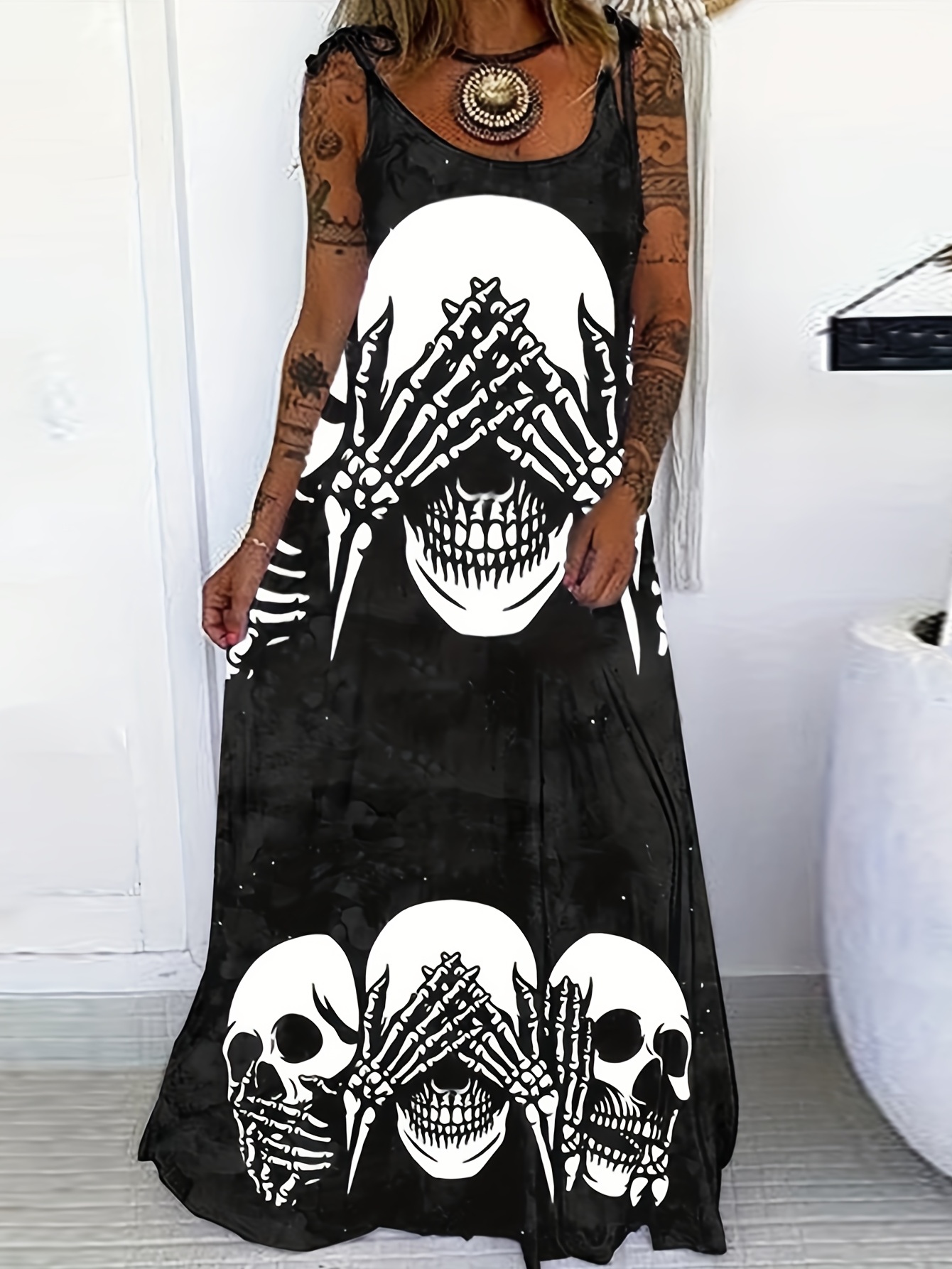 Vestido medieval renacentista para mujer, vintage, gótico, Halloween,  calavera, malla, con cordones, manga acampanada, irregular, alto y bajo,  vestido