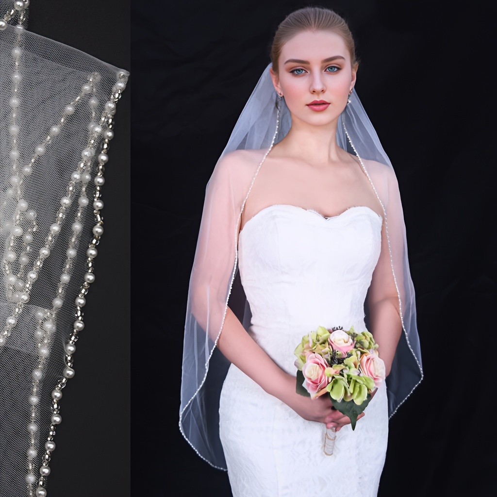 Wedding Veil Comb Bridal Short Crystal Bachelorette Party Bride Shoulder  for Women and Girls
