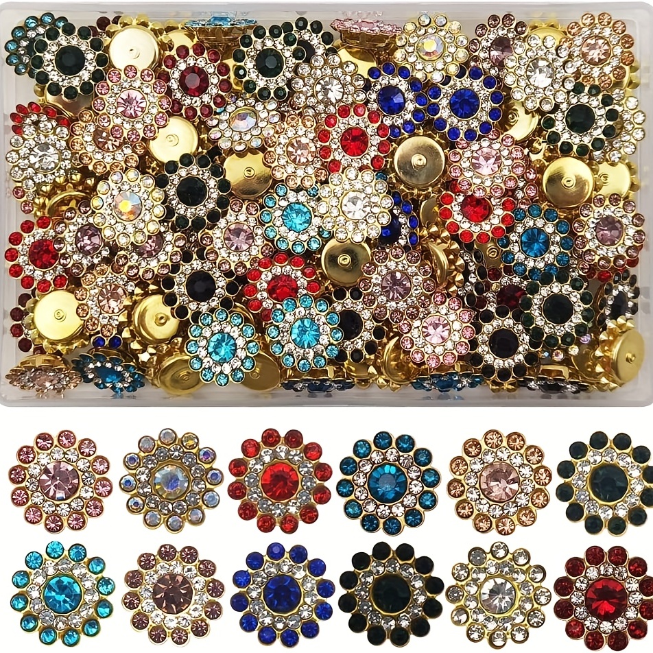 Wholesale 24PCS Clear Rhinestone Buttons Super Bling Metal 