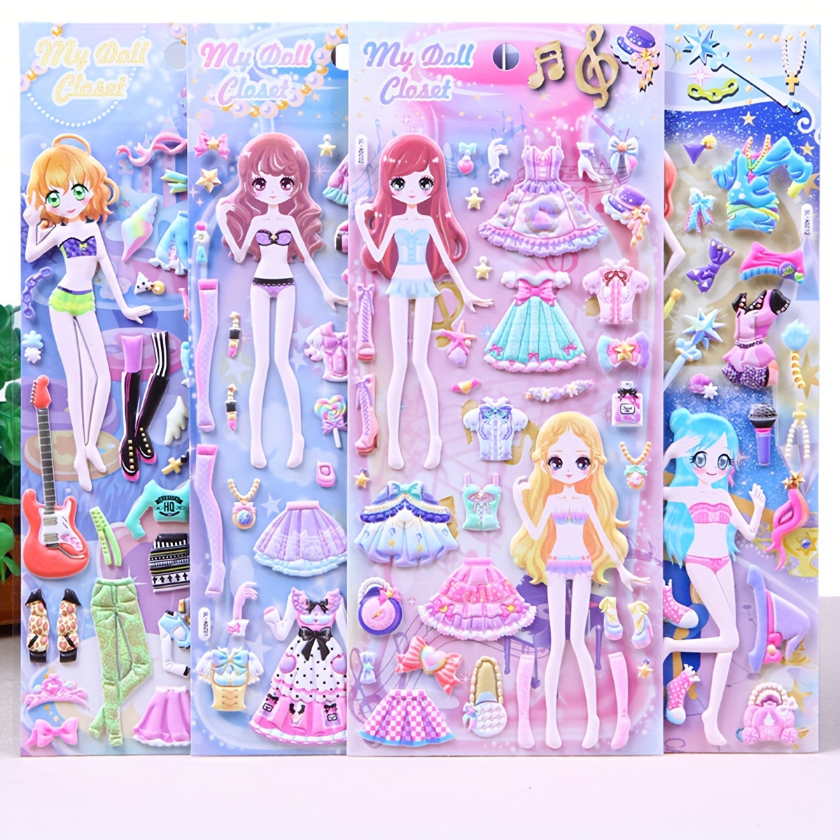 Juego de pegatinas de princesa Barbiee, pegatinas tridimensionales de Anime  Rosa 3d, cuaderno decorativo, muñeca para niñas, juguetes de regalo