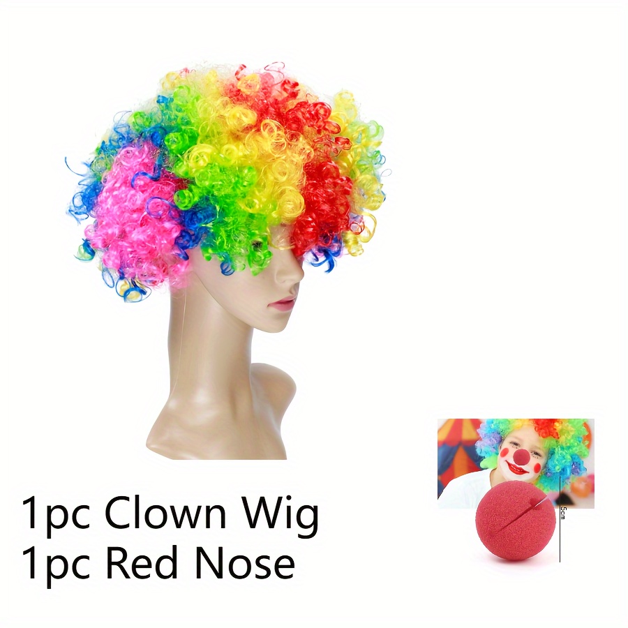 1pc Perruque Bouclée Cheveux Flous Légers Clown Cirque Déguisement