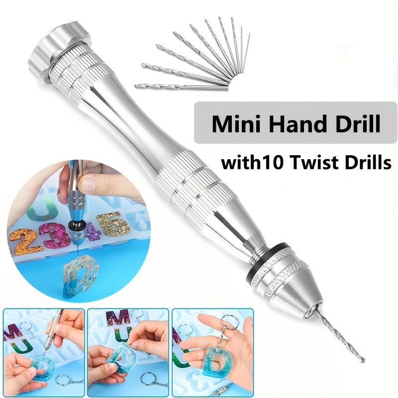 Mudder 37 Pieces Hand Drill Tool Set, Pin Vise Hand Drill, Miniature Drill Mini Twist Drill Bit, Bench Vice for Craft Carving Resin DIY Jewelry Making