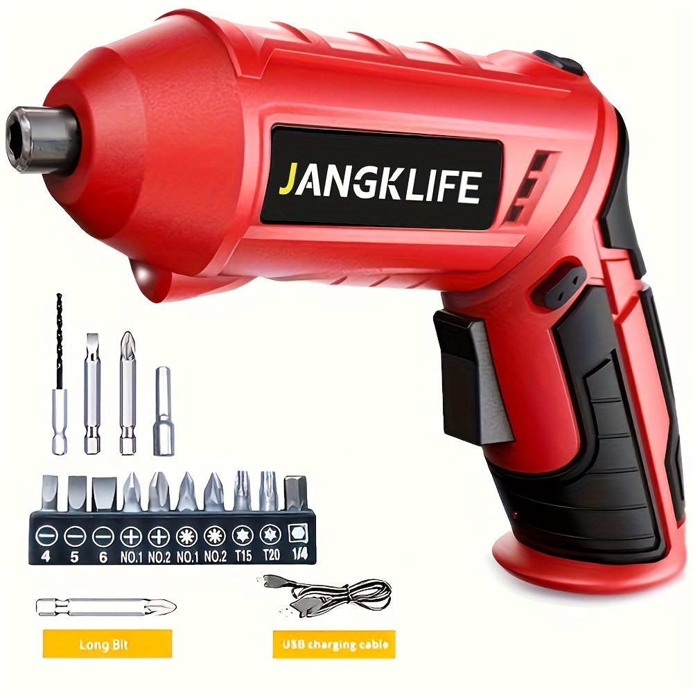 45 Pcs Electric Screw Driver 4.8V USB Chargeable Cordless Mini Drill Bits  Set Power Tools with Button LED Light