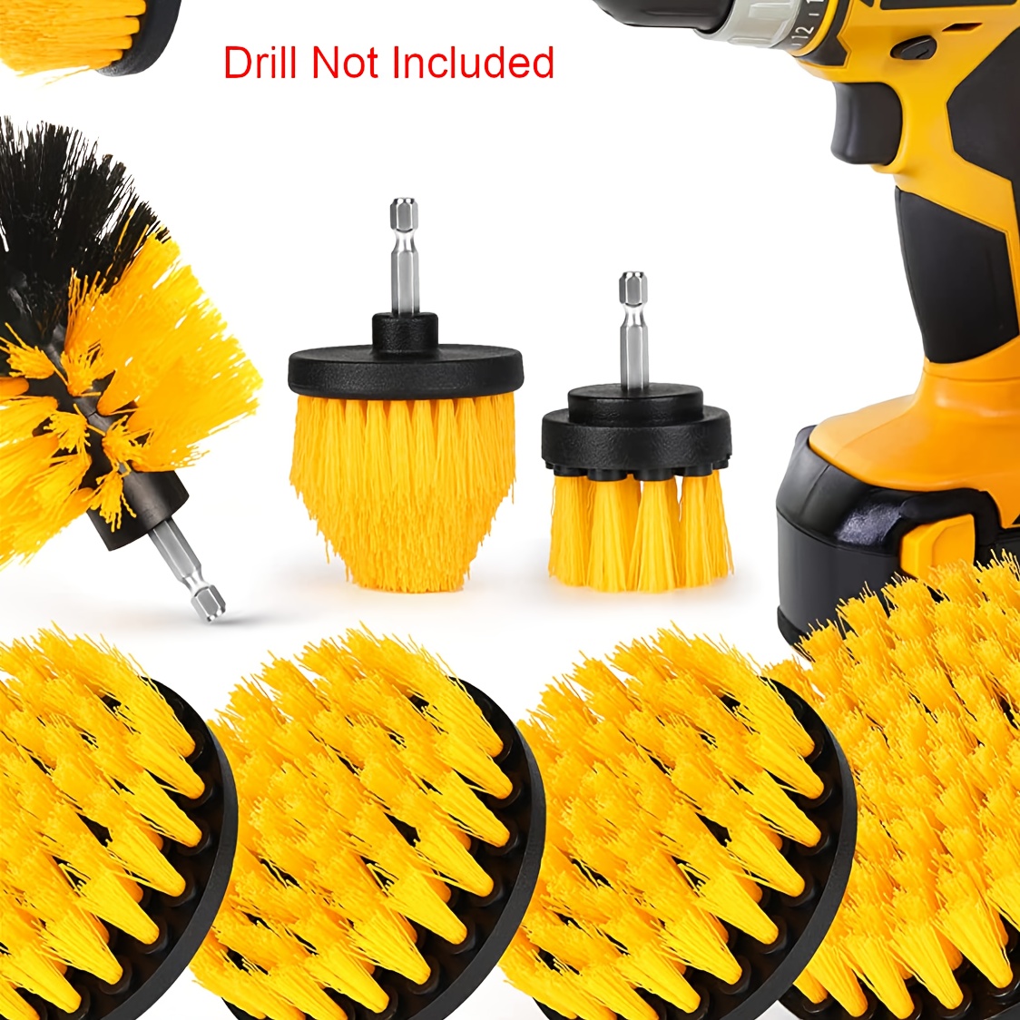 Drillbrush Rotary Brush Kit - Drill Brush Scrub Pads - Shower Scrubbing  Brushes for Cordless Drill - Tile Cleaner Drill Attachment Commercial  Scouring