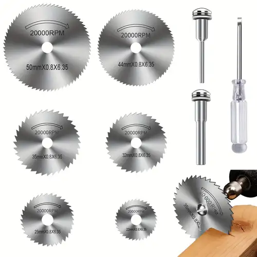 Disques de roue de coupe pour outil rotatif Dremel 58 pièces, lames de scie  circulaire diamantées HSS avec mandrins de 0,3 cm pour coupe du bois, du