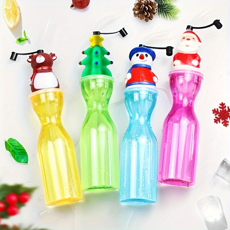 Christmas plastic cups with straws and lids, snowmen and santa hat designs  - Holiday party cups, Christmas party cups