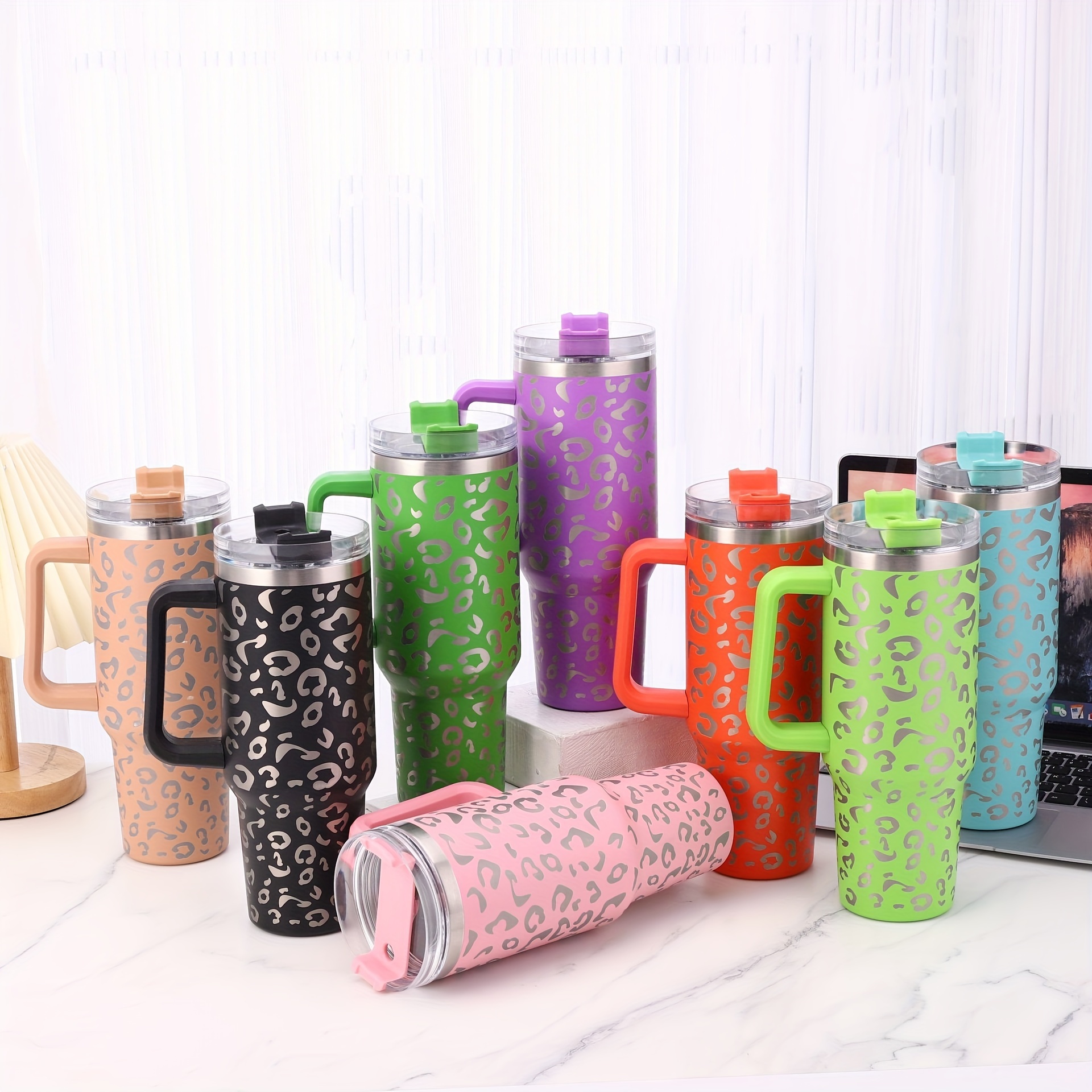 Ufire Rainbow Flash Leopard Insulated Water Bottle With - Temu