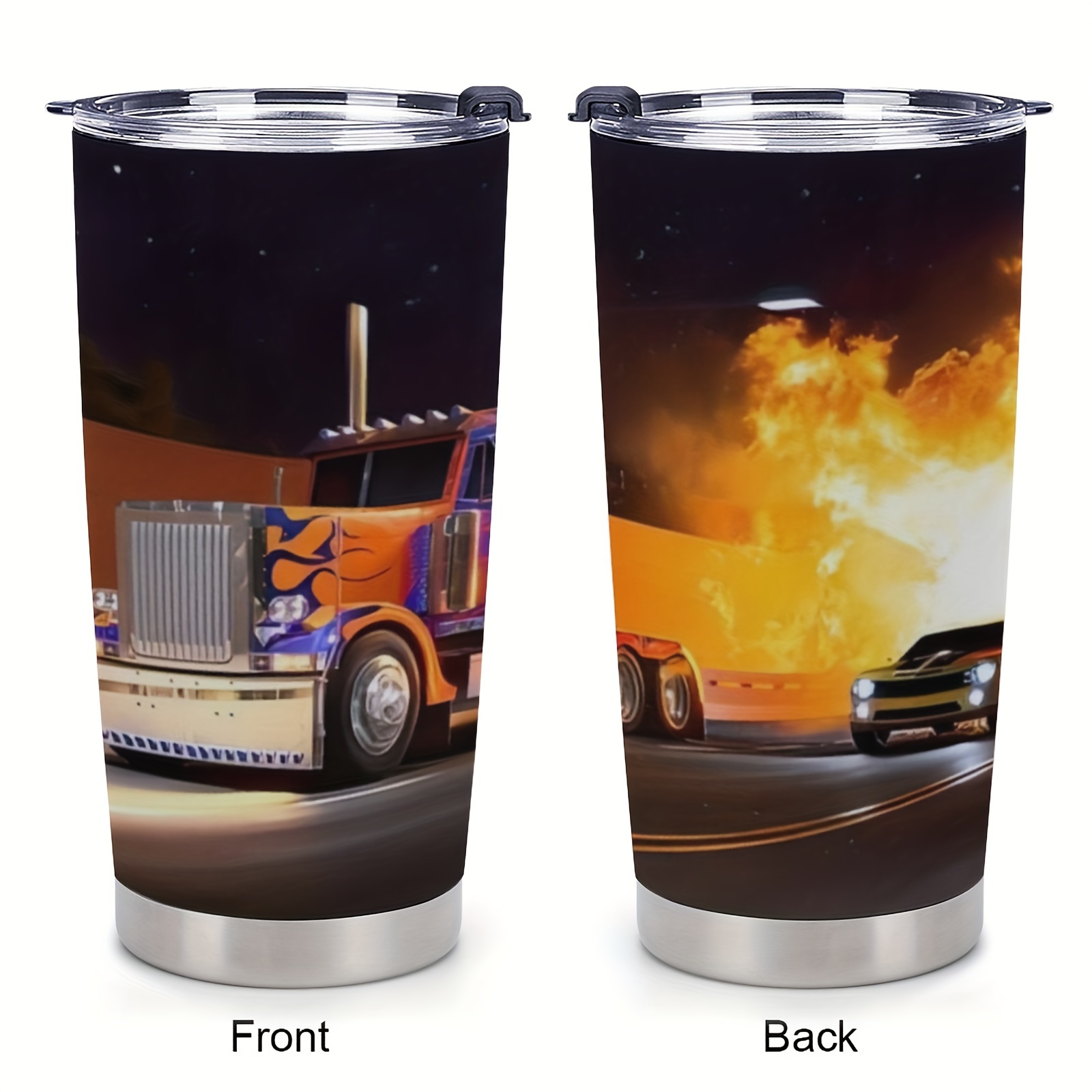 20oz Truck Driver Gifts for Men - Personalized Truck Tumbler, Best Truckin  Dad Ever - Cool Gifts for