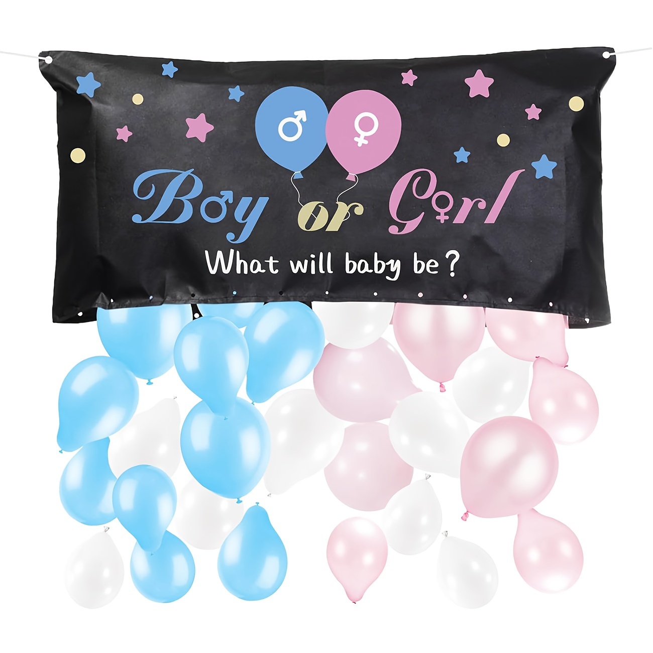 Caja de revelación de género para globos [globos incluidos] – Caja grande  de revelación de género (22 x 18 x 18 pulgadas) con globos azules y rosas