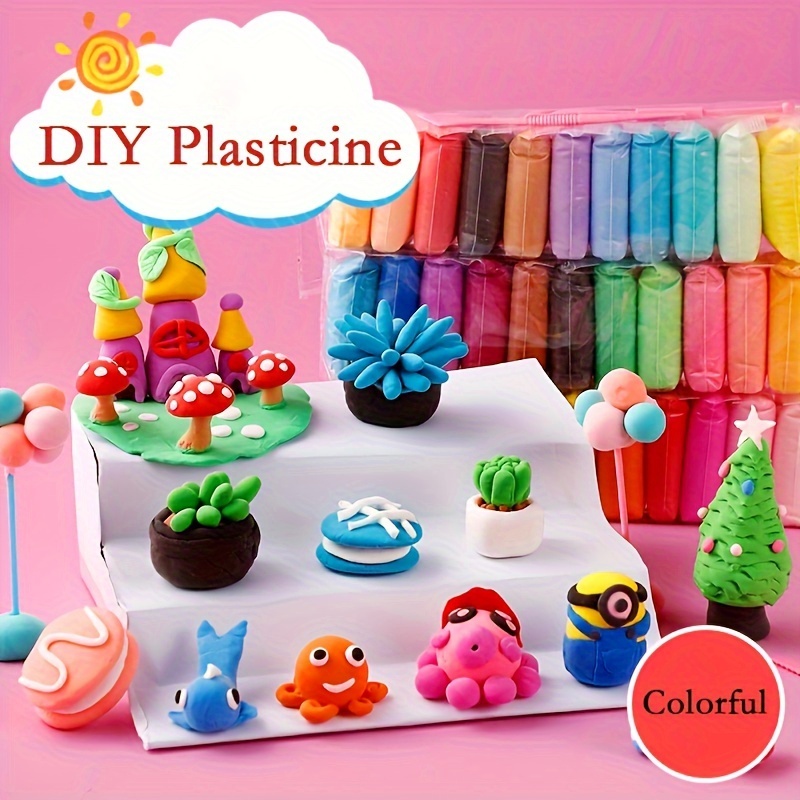 12/24 Colors Air Dry Clay Non-Toxic Soft Ultralight Magic Model Clay Set  With Project Book, Accessories And Carving Tools, Perfect Creative Gift