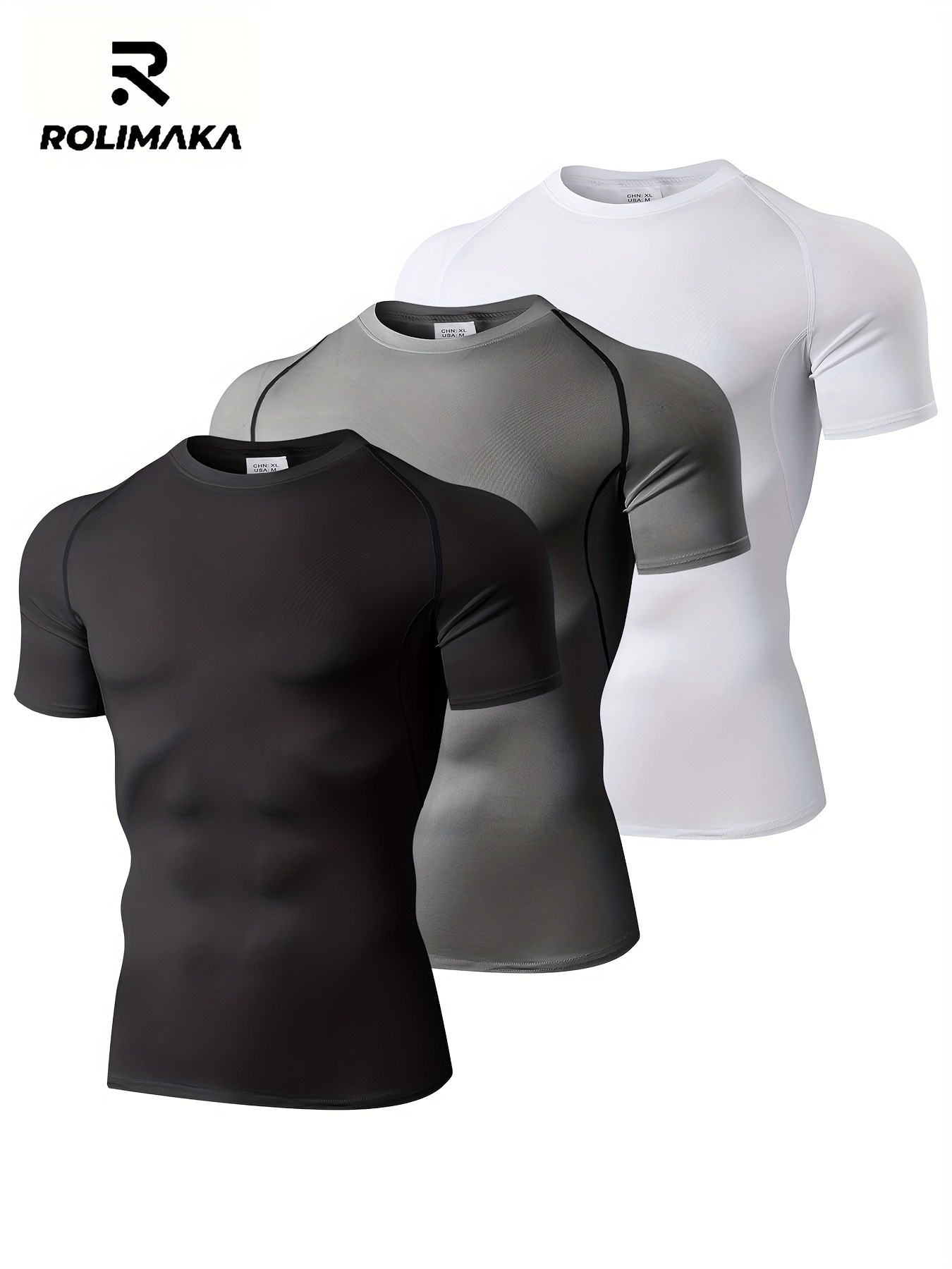 Camiseta deportiva ajustada para hombre, manga corta, transpirable, de alta  elasticidad, de verano rápido, para hombres (blanco, XXXL)