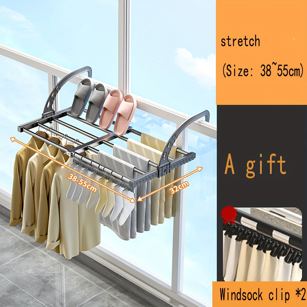 FKUO Metal Folding Clothes Drying Rack, Wall Mounted Clothes Hanger Rack,  Retractable Collapsible Laundry Drying Rack, Towel Rack Space Saver (Black)