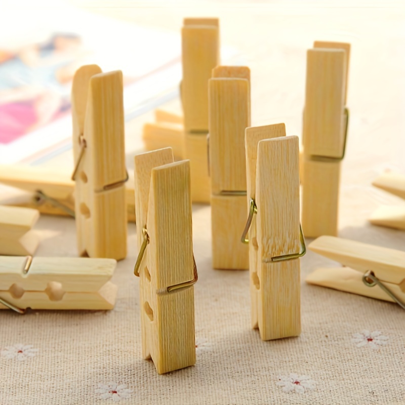 Ganchos Para Ropa En Madera De Bambu Pinzas Para Colgar Tendedero