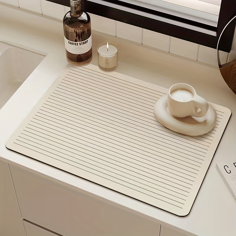 Magic Home Decor Dish Rack Mat for Kitchen Counter,Green Brown Microfiber  Drying Mat Absorbent 16 X 18 Inch