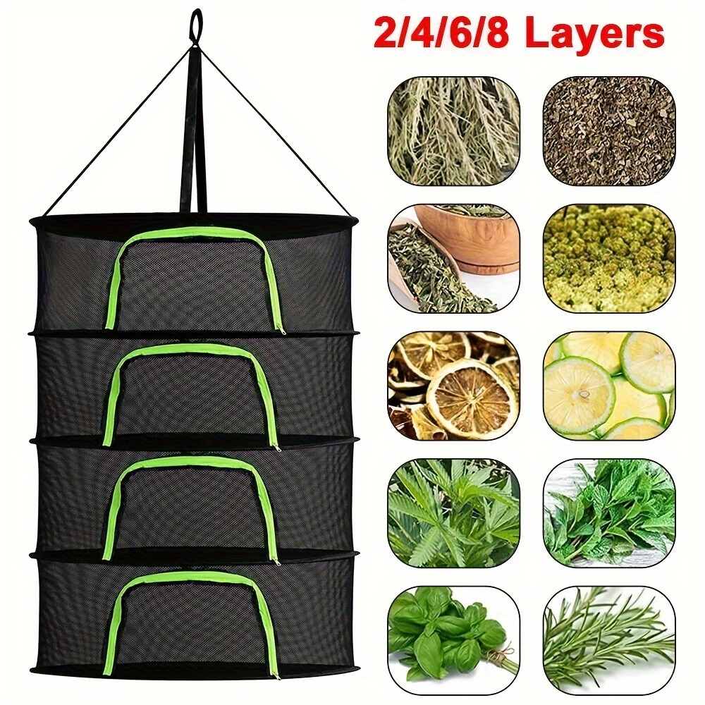 2 PCS Herb Drying Rack 6 Layers Mesh Hanging with Zipper Opening, Herb Dry  Net for Drying Herb Plant Bud Flower Food Meat Fruits & Tea with Hooks and