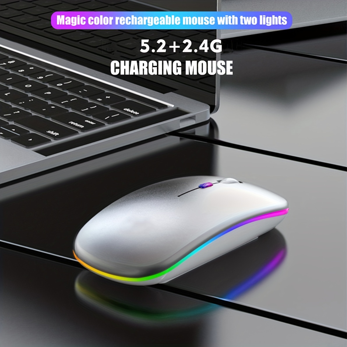 Ratón inalámbrico recargable, ratón Bluetooth para ordenador
