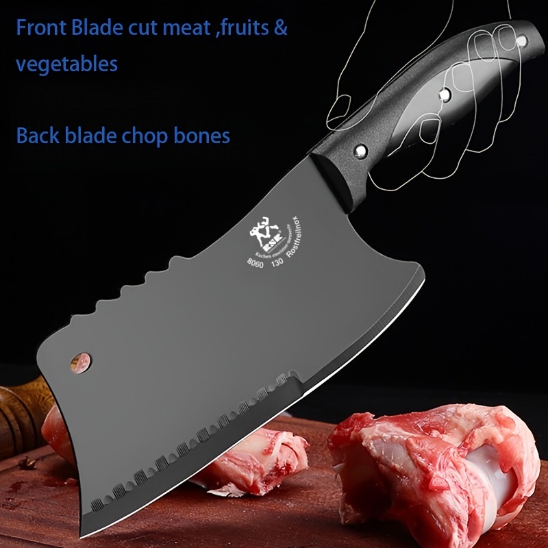 2PCS Butcher Cleaver Knife Set- Serbian Chef Knife & Heavy Duty Meat  Cleaver Knife, Hand Forged Meat Cutting Chopping Knife for Home, Outdoor  Cooking