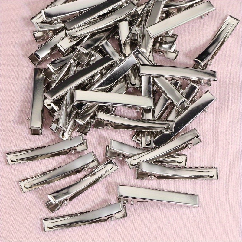 10pcs Small 20mm Alligator Hair Clips Single Prong Silver Teeth