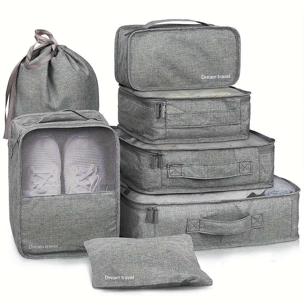  Organizador de equipaje de viaje, 6 bolsas esenciales de viaje  en bolsa, bolsa de lavandería impermeable, bolsa de almacenamiento de  cosméticos con cremallera, bolsa organizadora de zapatos, juego de : Belleza