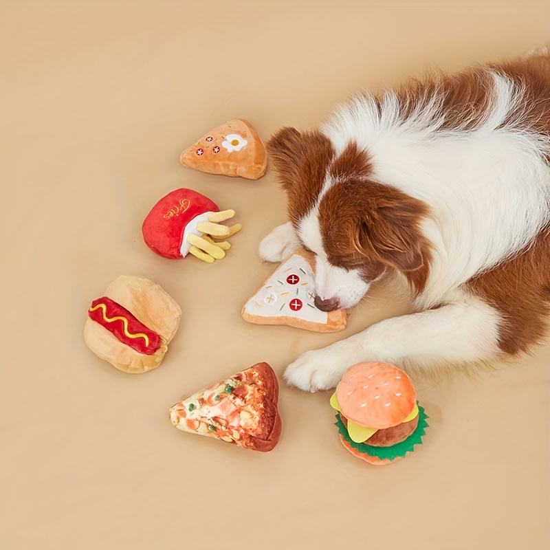 Cute Pet Squeaky Croissant Bread Shaped Plush Hidden Food Interactive  Sniffing Dog Toys Squeaker Bite Toys Chew Toy CROISSANT BREAD 