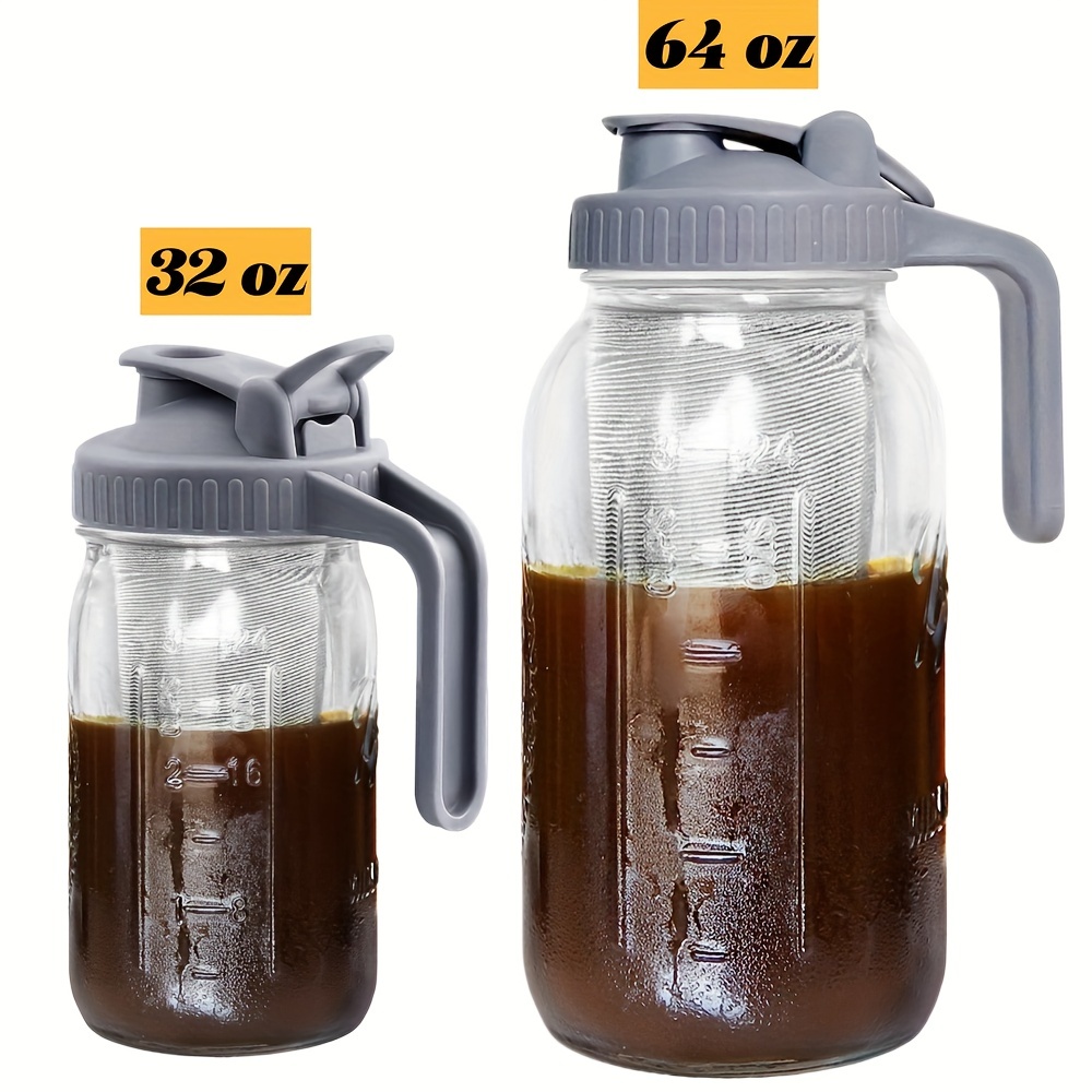 County Line Kitchen - Cold Brew Mason Jar Coffee Maker, Durable Glass,  Heavy Duty Stainless Steel Filter and Lid - 2 Quart, (64 oz / 1.9 Liter)