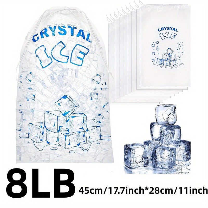 8 lb. Polyethelyne Ice Bags with Drawstring Crystal Ice