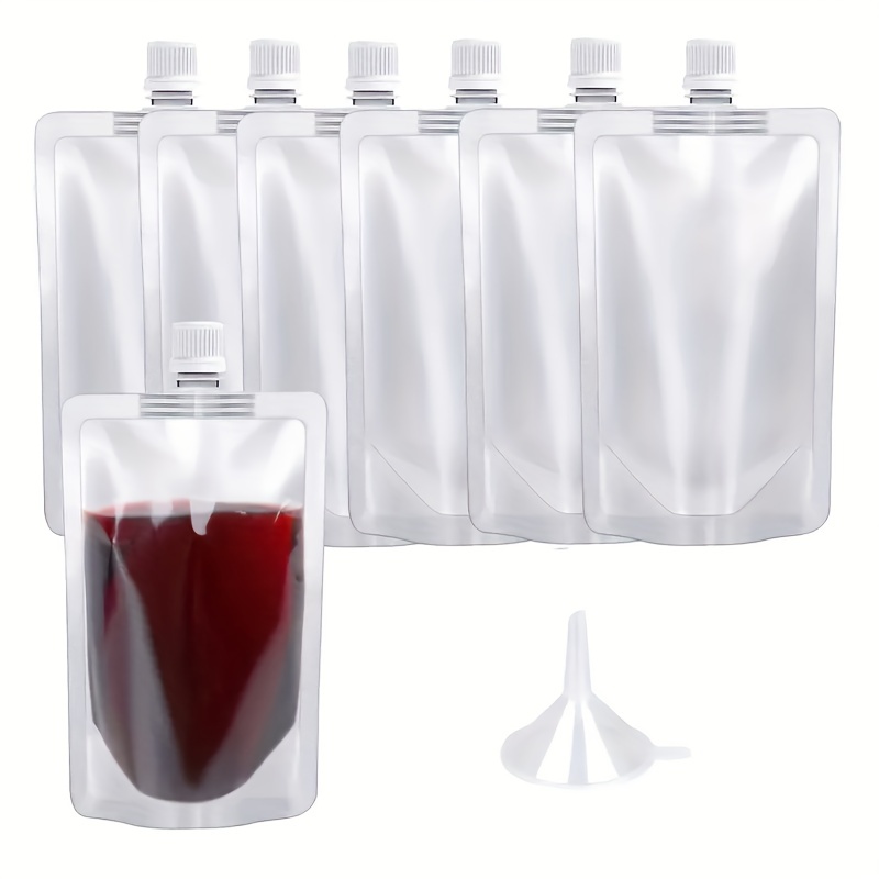 Plastic Liquor Pouches Drinking Flasks Reusable Liquid Spout Bags,Hand-Held  Translucent Frosted Reclosable Stand-up Bag 