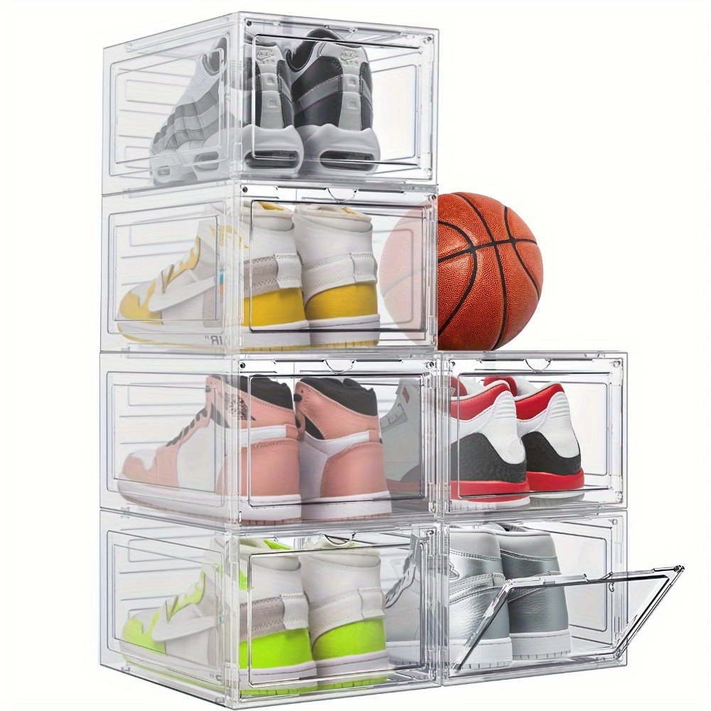 Comprar Caja de zapatos transparente, organizadores de zapatos, caja de  almacenamiento plegable gruesa de plástico a prueba de polvo, armario de  zapatos combinado apilable