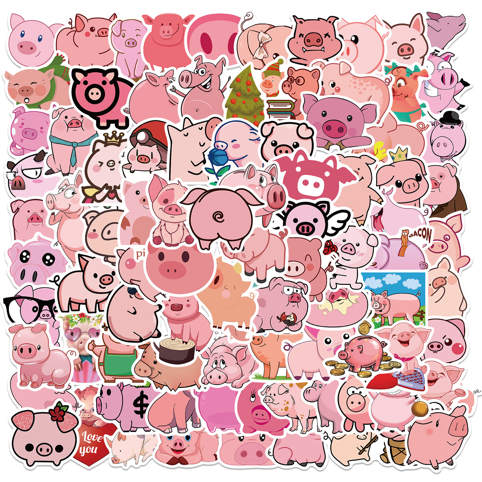 Kawaii Pig Stickers - Journaling Stickers - Cute Pig Stickers [40 pc]