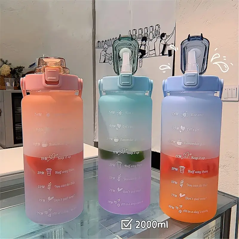 Cute Portable Sports Water Bottle With Straw Leak proof - Temu
