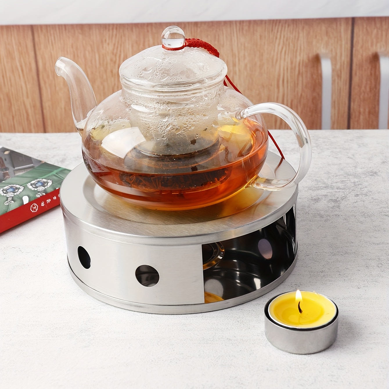 Tea Warmer Heating Ceramic Household Retro Teapot Candle Stove Base Roaster  Incense Burner Teaware Kitchen Dining