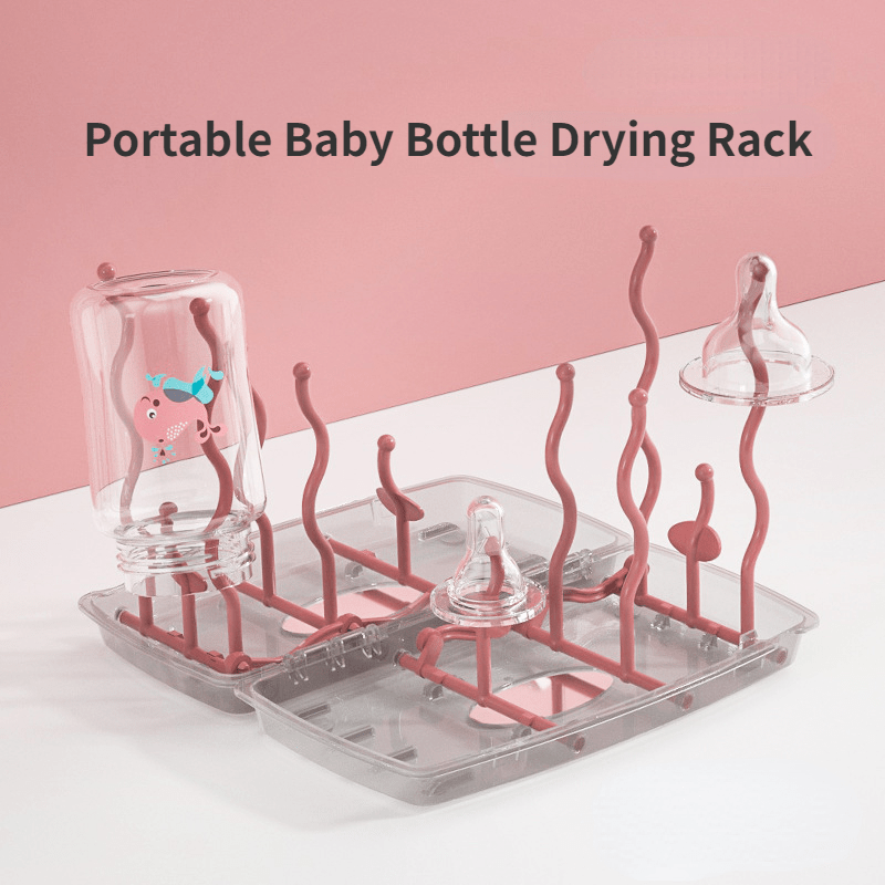 Portable Baby Bottle Rack Storage Box Organizer Dust Proof Drying