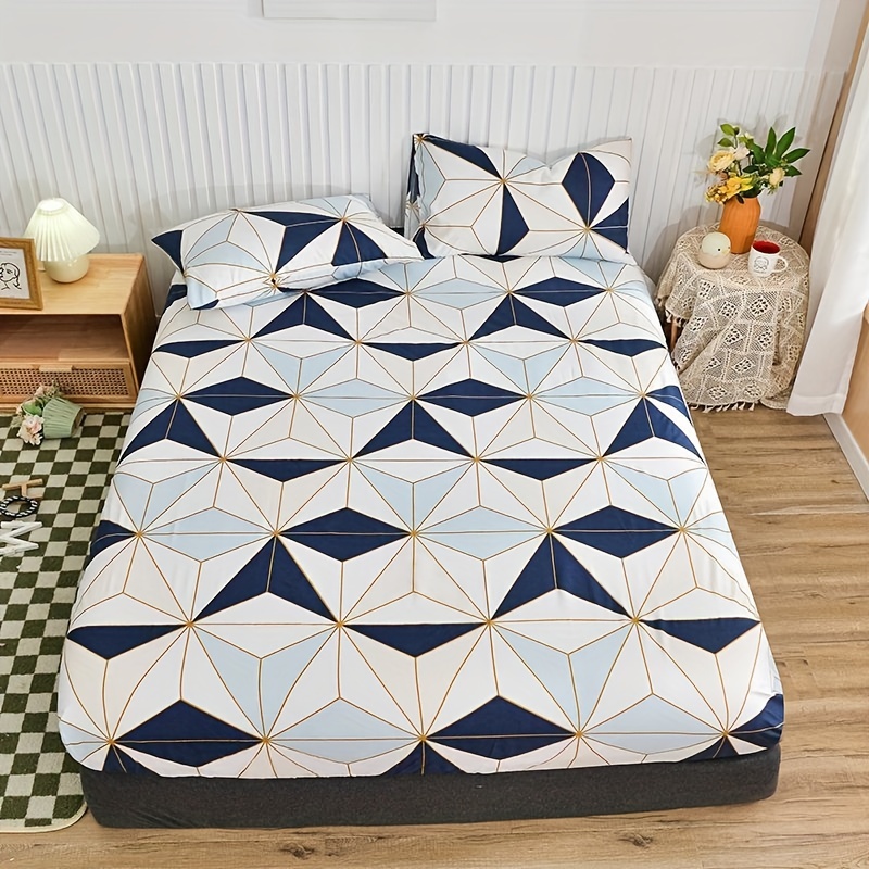 3pcs Geometric Pattern Bedding Set All Season Jacquard Duvet Cover And  Pillowcases Universal Fit No Pillow Core Included, Discounts For Everyone