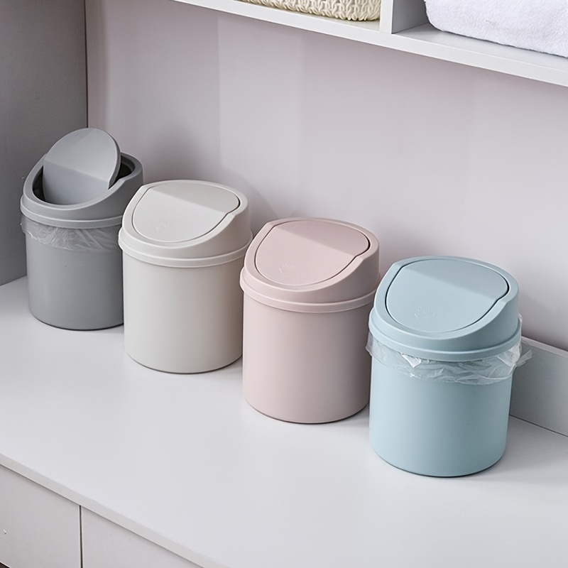 Small Trash Can Garbage Bin, Free Standing Cute Portable Garbage Container  Bin Wastebasket for Garage, Kitchen, Bathroom, Craft Room Corner Gray with  pattern 