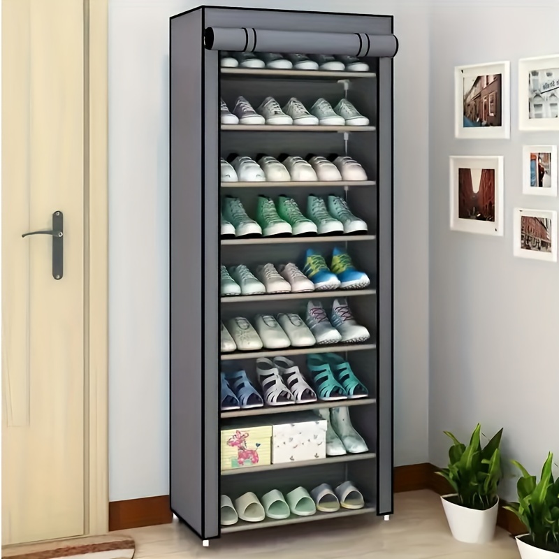 Tall Shoe Rack: Large Capacity, Versatile Hooks - Organize 24-35