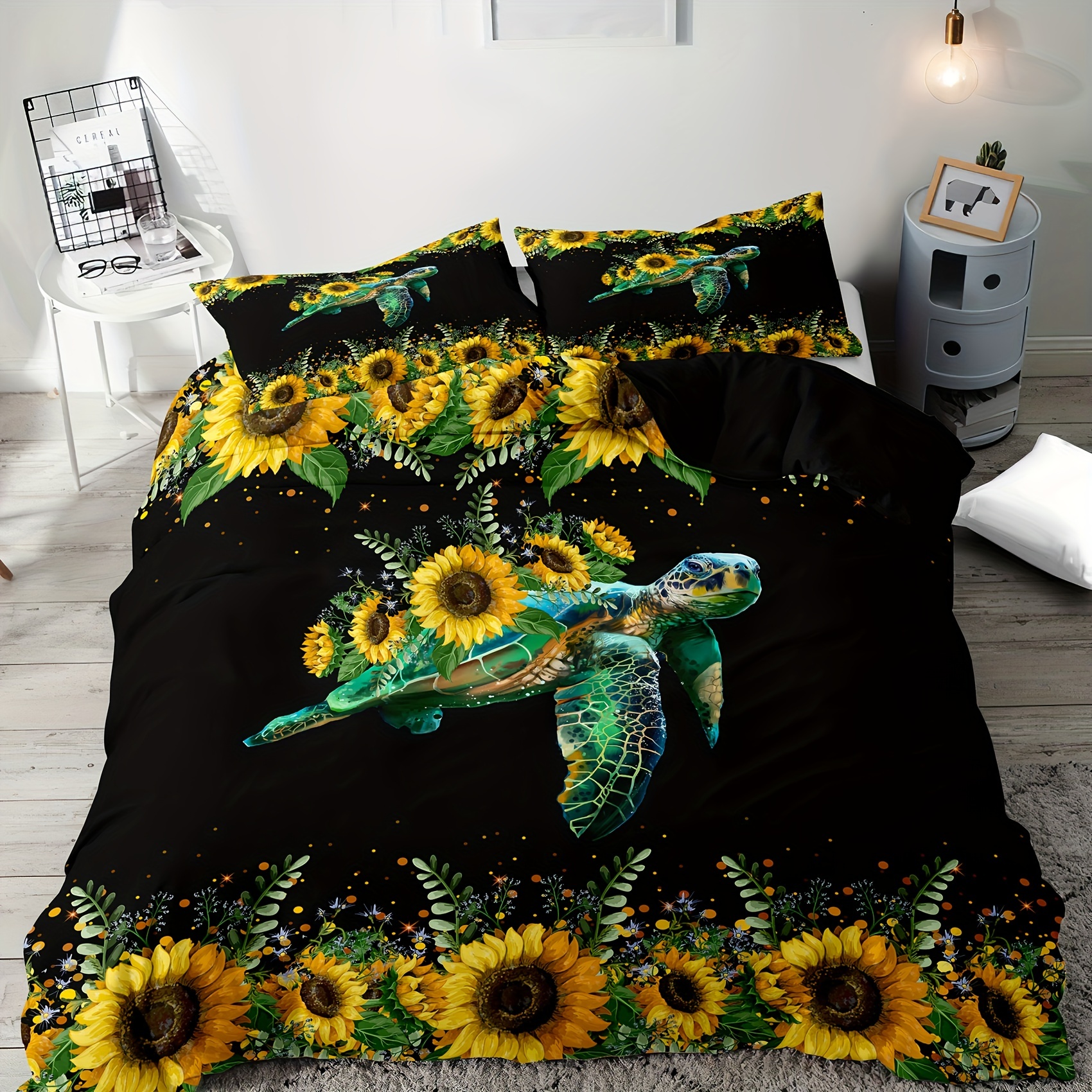 Modern Simple Quilt Set, Sunflower Leopard Print Bedding Set, Soft  Comfortable Quilt, For Bedroom, Guest Room Decor (1*quilt +  1/2*pillowcases, Without Core) - Temu