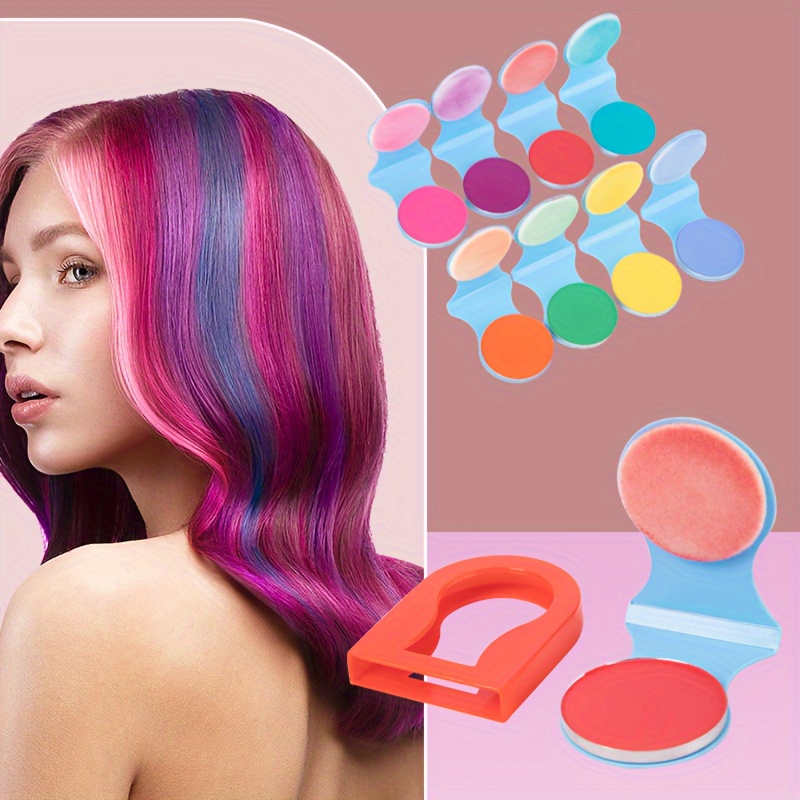 Peine de tiza para el cabello lavable de 10 colores para niñas - Tinte  temporal brillante para el cabello para Halloween, Navidad, cosplay y  bricolaje