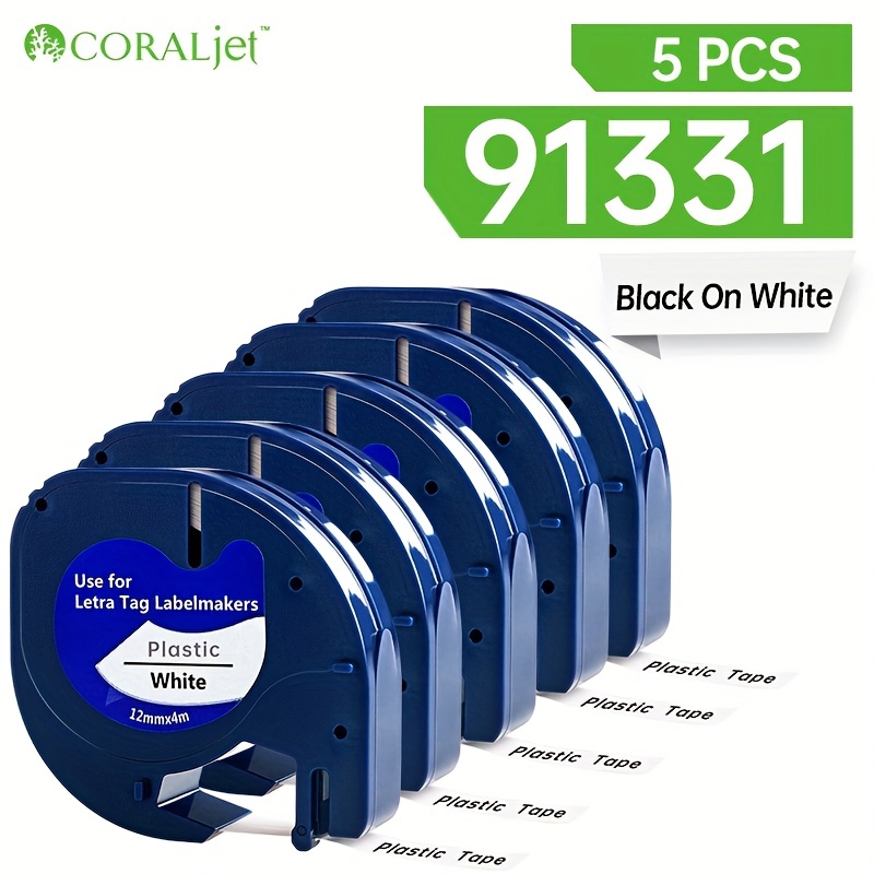 Doree Lot de 10 bandes d'étiquette compatibles 91221 91201 S0721660 12 mm x  4 m Noir sur blanc pour imprimante Dymo LT Label LT-100T, LT-100H :  : Fournitures de bureau