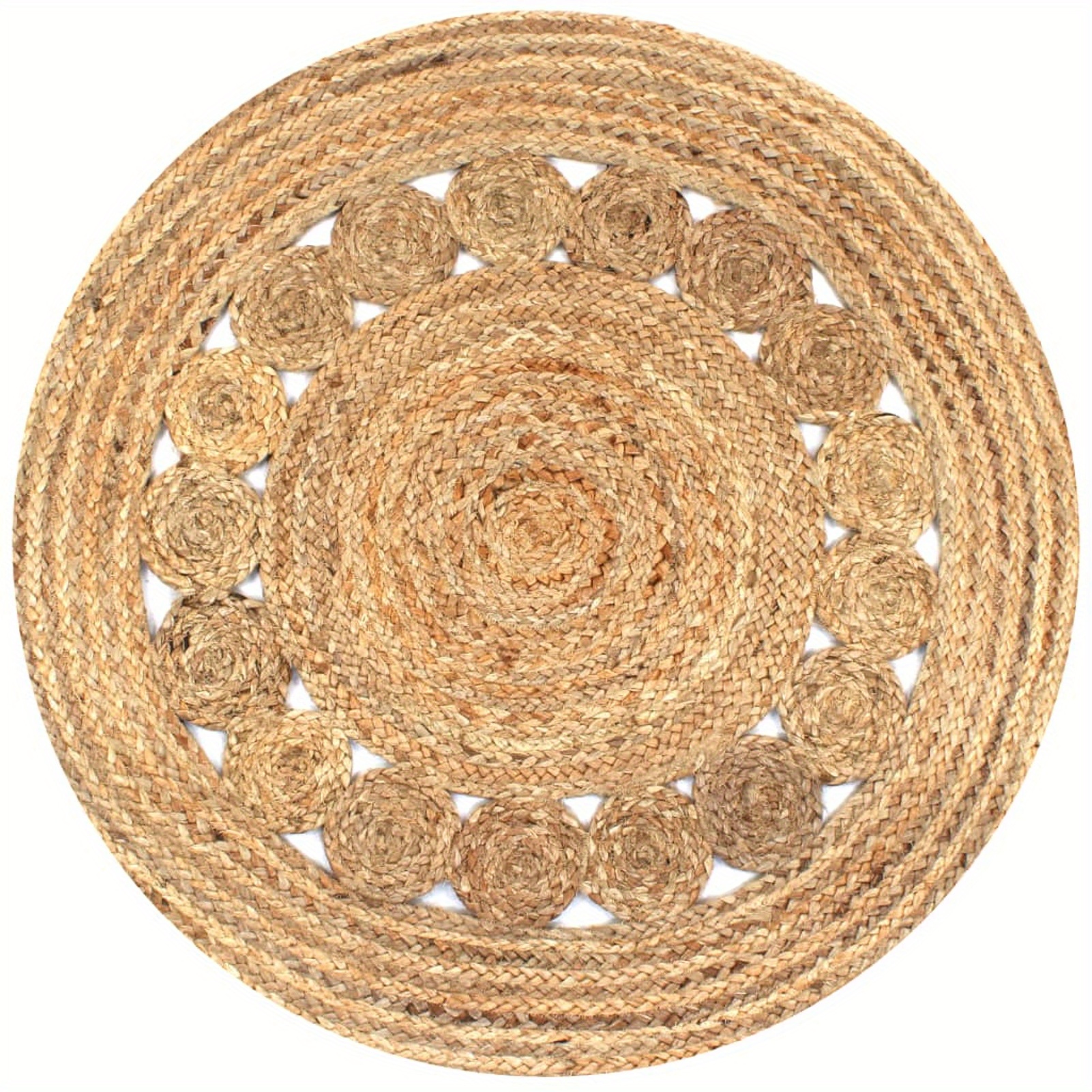 

Jute Rug Round  90 Cm | Woven Carpet Living Room Carpet Bedroom Carpet Braided Pattern